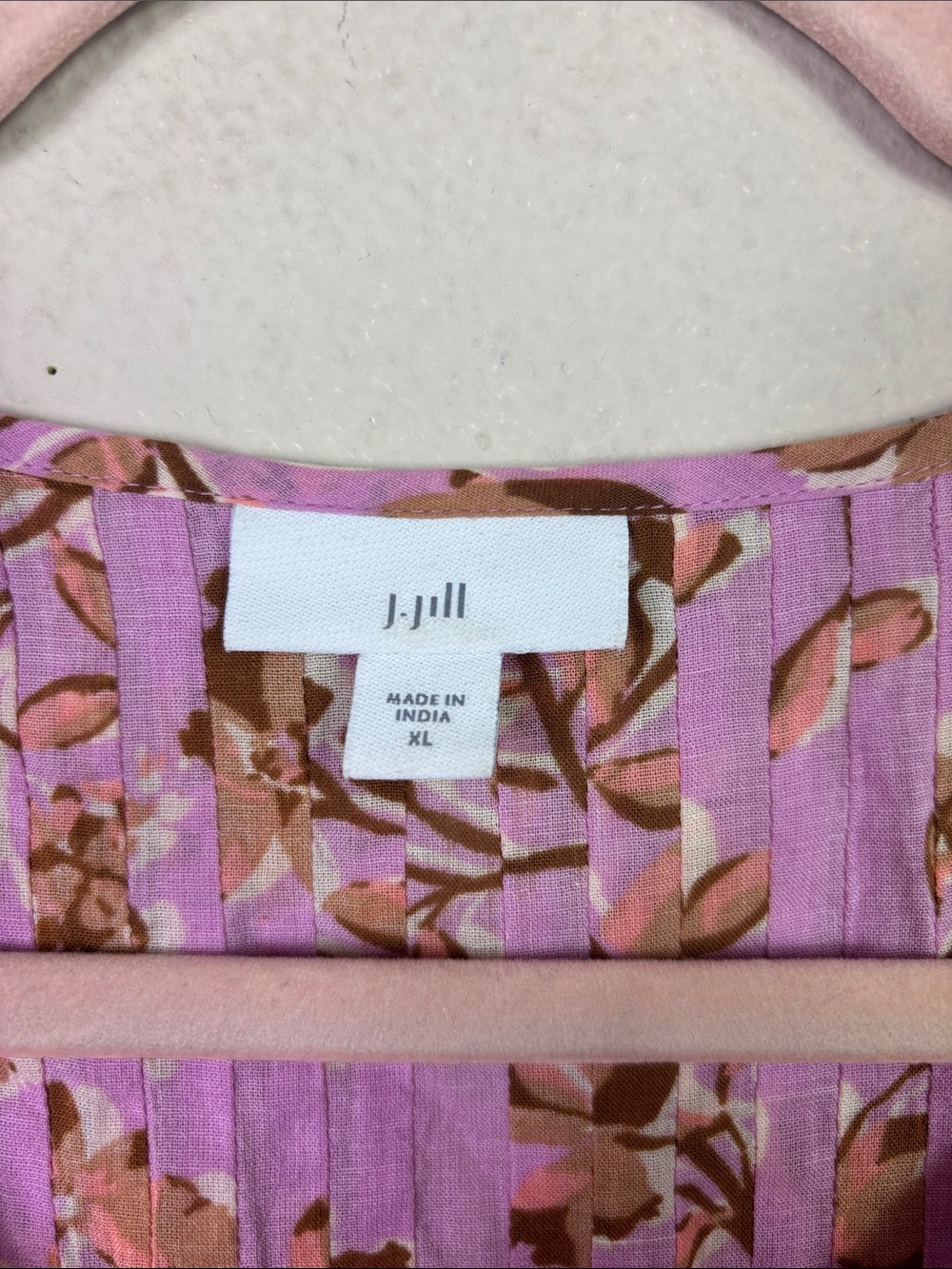 J. Jill Lilac Floral Button Down Tunic Top size XL 100% Cotton - Picture 5 of 9